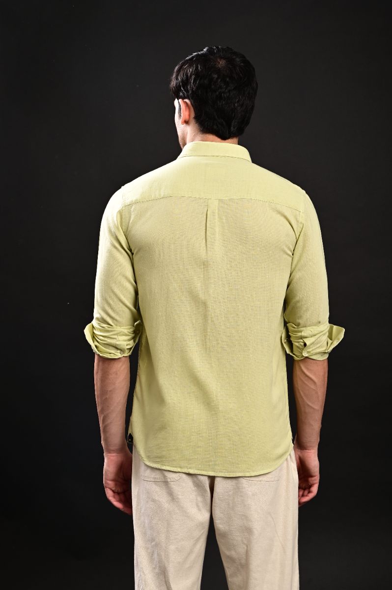 Premium Sage Green Imported Linen Full Sleeve Shirt view 2