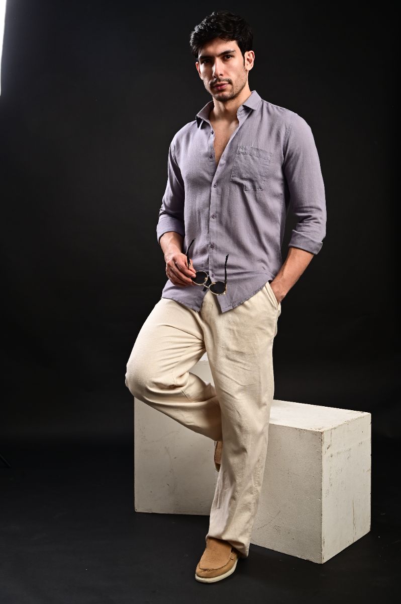 Dusty Mauve Premium Imported Linen Shirt view 5
