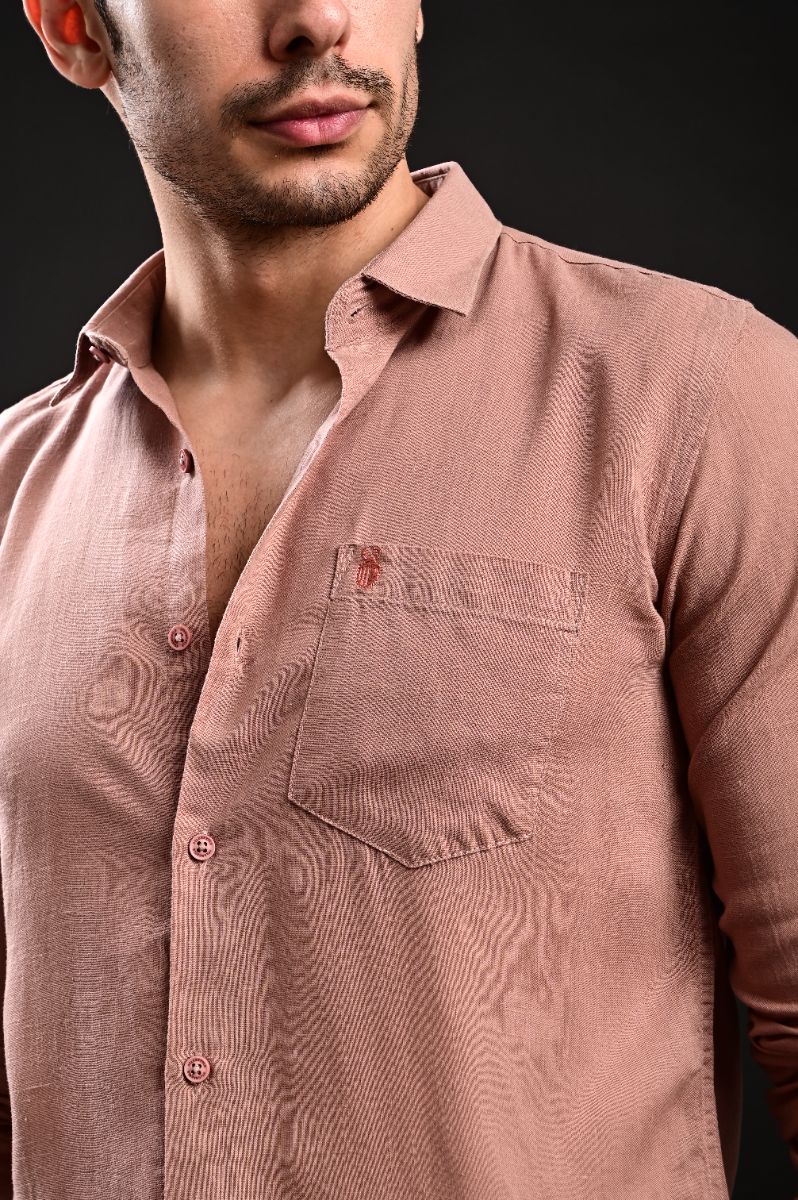 Premium Dusty Rose Imported Linen Full Sleeve Shirt
