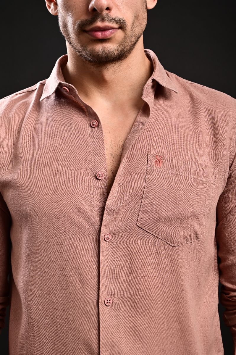 Premium Dusty Rose Imported Linen Full Sleeve Shirt view 2