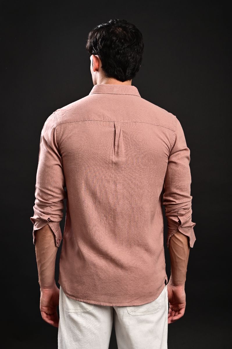 Premium Dusty Rose Imported Linen Full Sleeve Shirt view 3