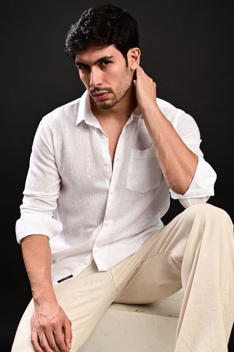 Pristine White Imported Linen Shirt - Modern Classic Fit