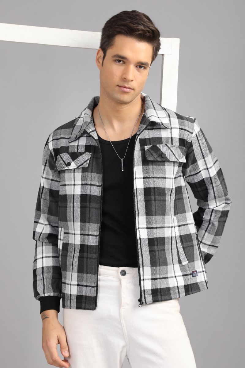 Men’s Urban Edge Check Shacket | Signature Zip-Up Style
