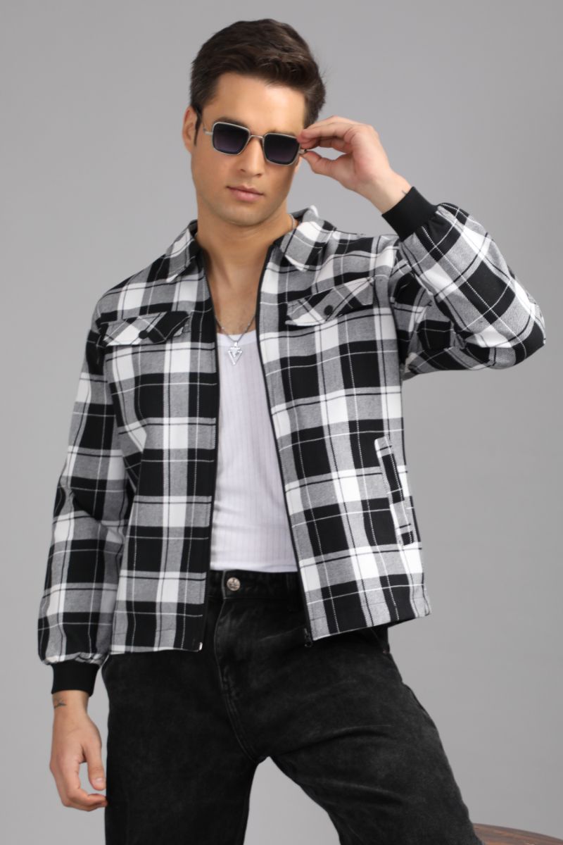 Men’s Urban Edge Check Shacket | Signature Zip-Up Style