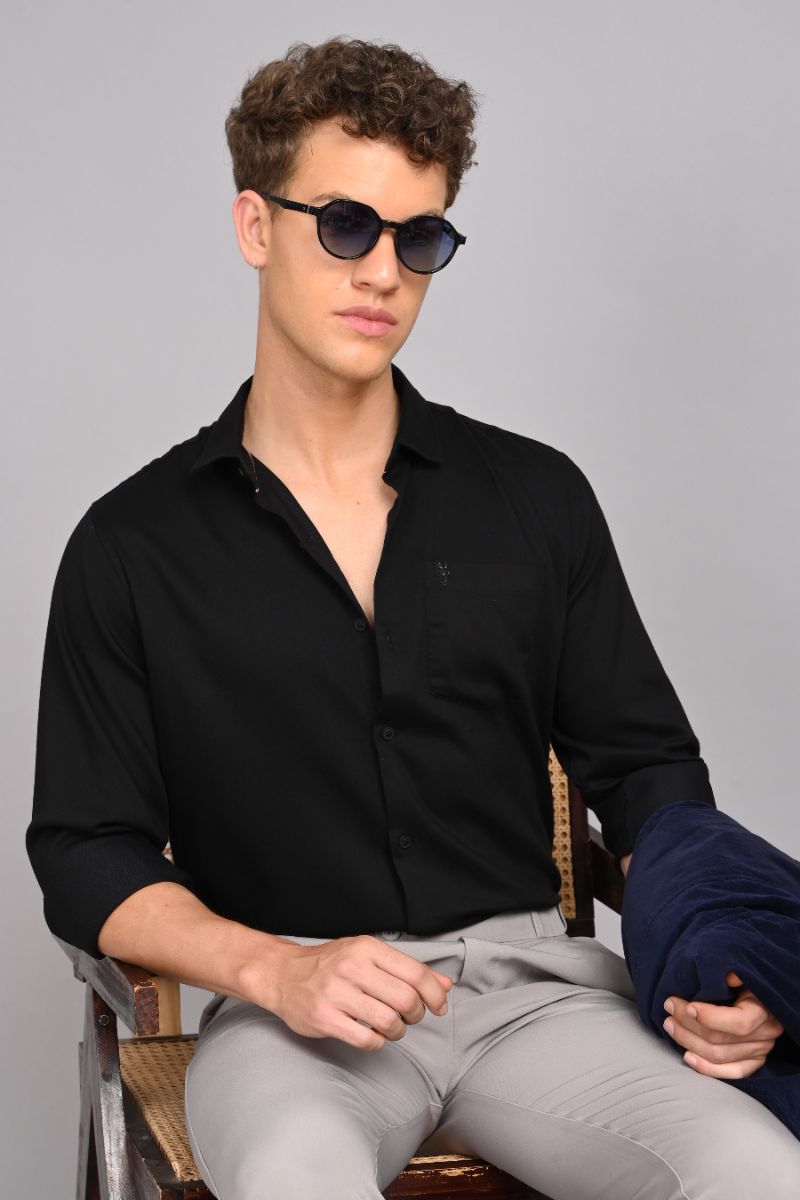 Rodium Classic Cotton Shirt - Black