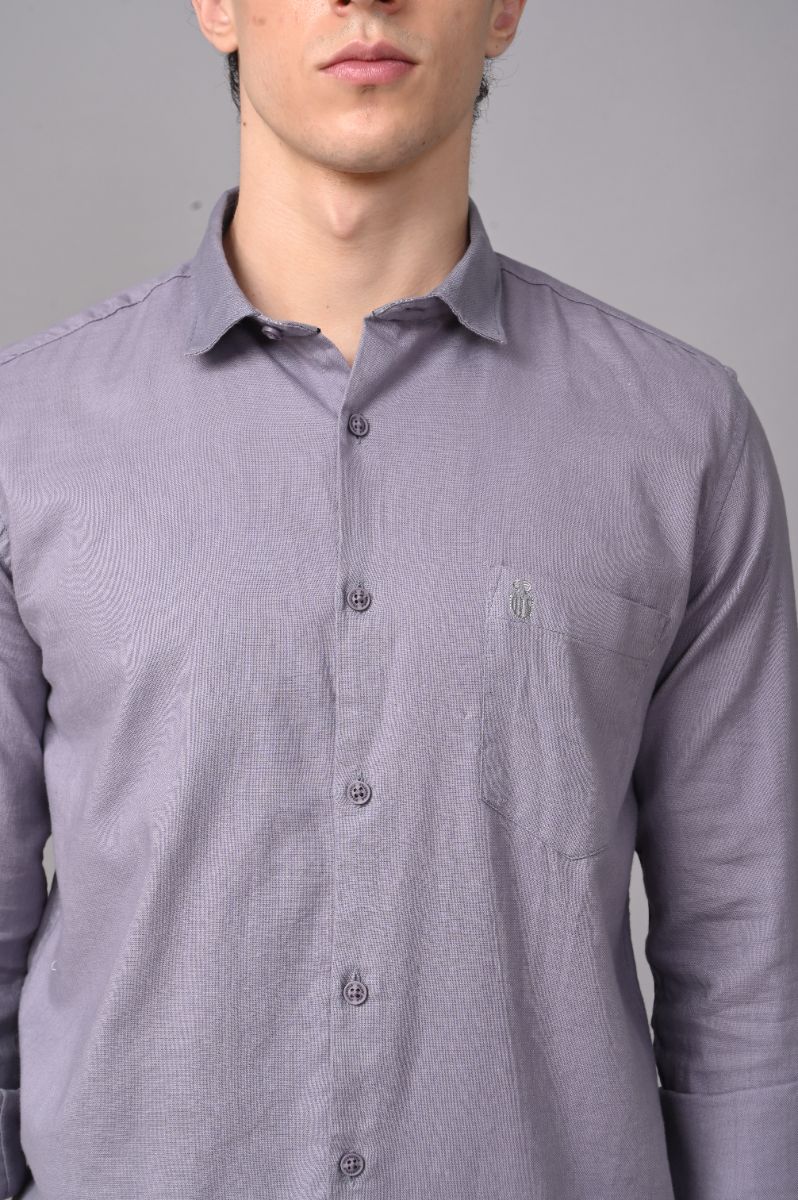 Stagbeetle Premium Soft Lavender Plain Cotton Blend Full-Sleeve Shirt view 2