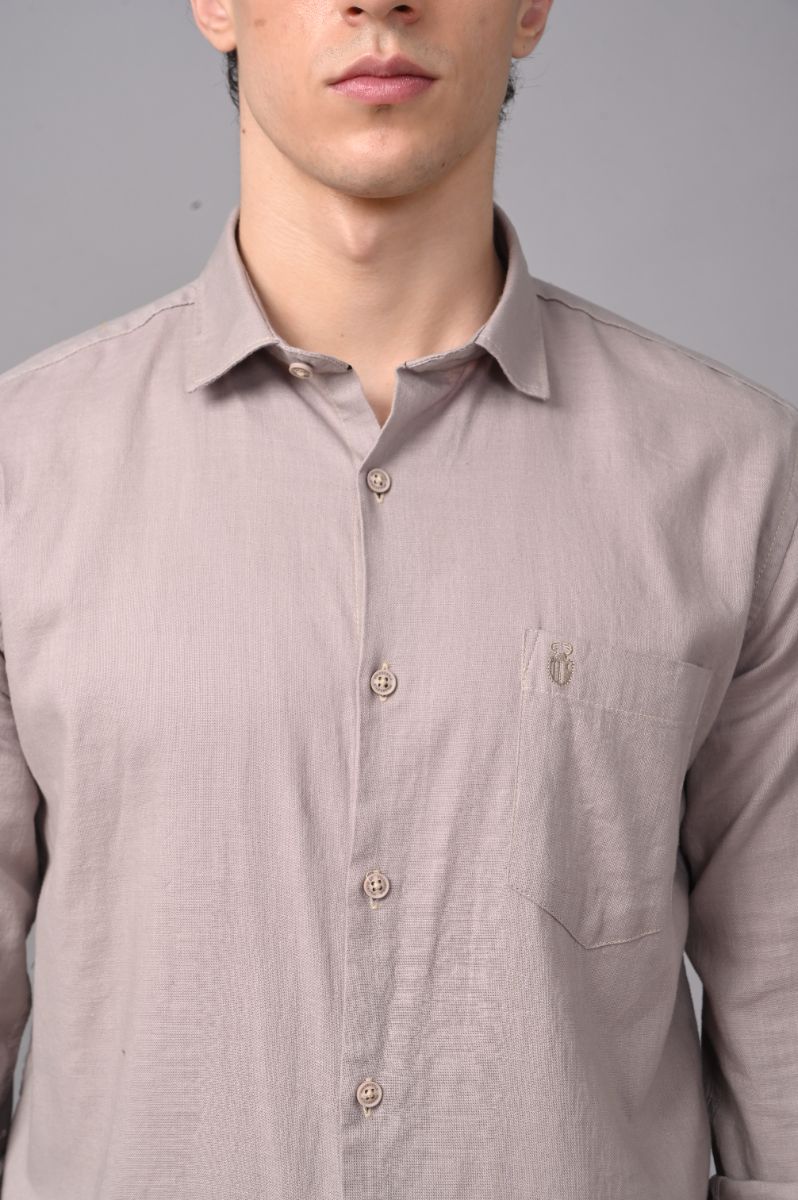 Stagbeetle Premium Vintage Mauve Plain Cotton Blend Full-Sleeve Shirt view 2