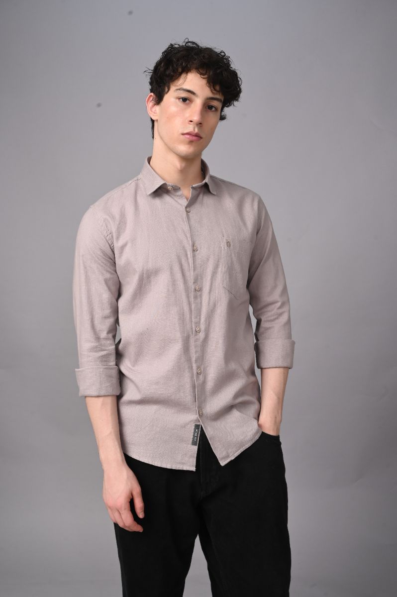 Stagbeetle Premium Vintage Mauve Plain Cotton Blend Full-Sleeve Shirt view 3